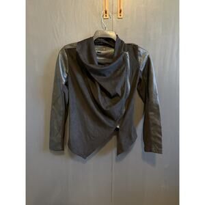 Blank NYC Waterfall Drape Front Moto Jacket • Faux Leather Sleeves • Women's xs